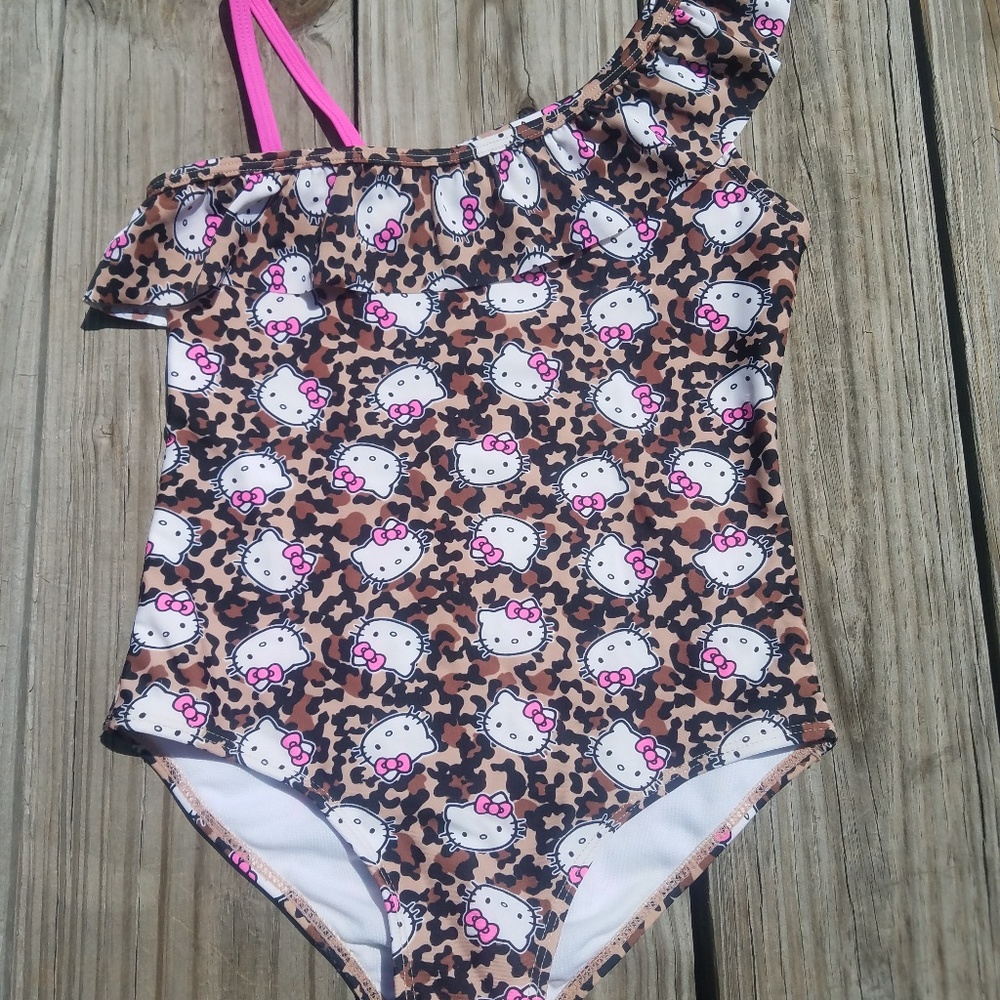 NWOT Hello Kitty Kid Swim Sz 7/8 Girl Camo Print
